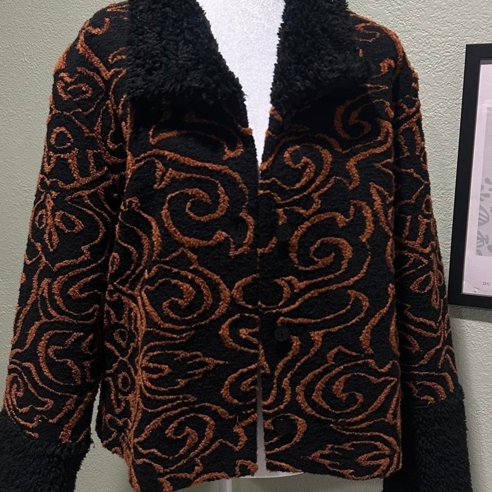 Vintage Textured Wool Fur Jacket woman's Medium Boho Indie Festival 90s